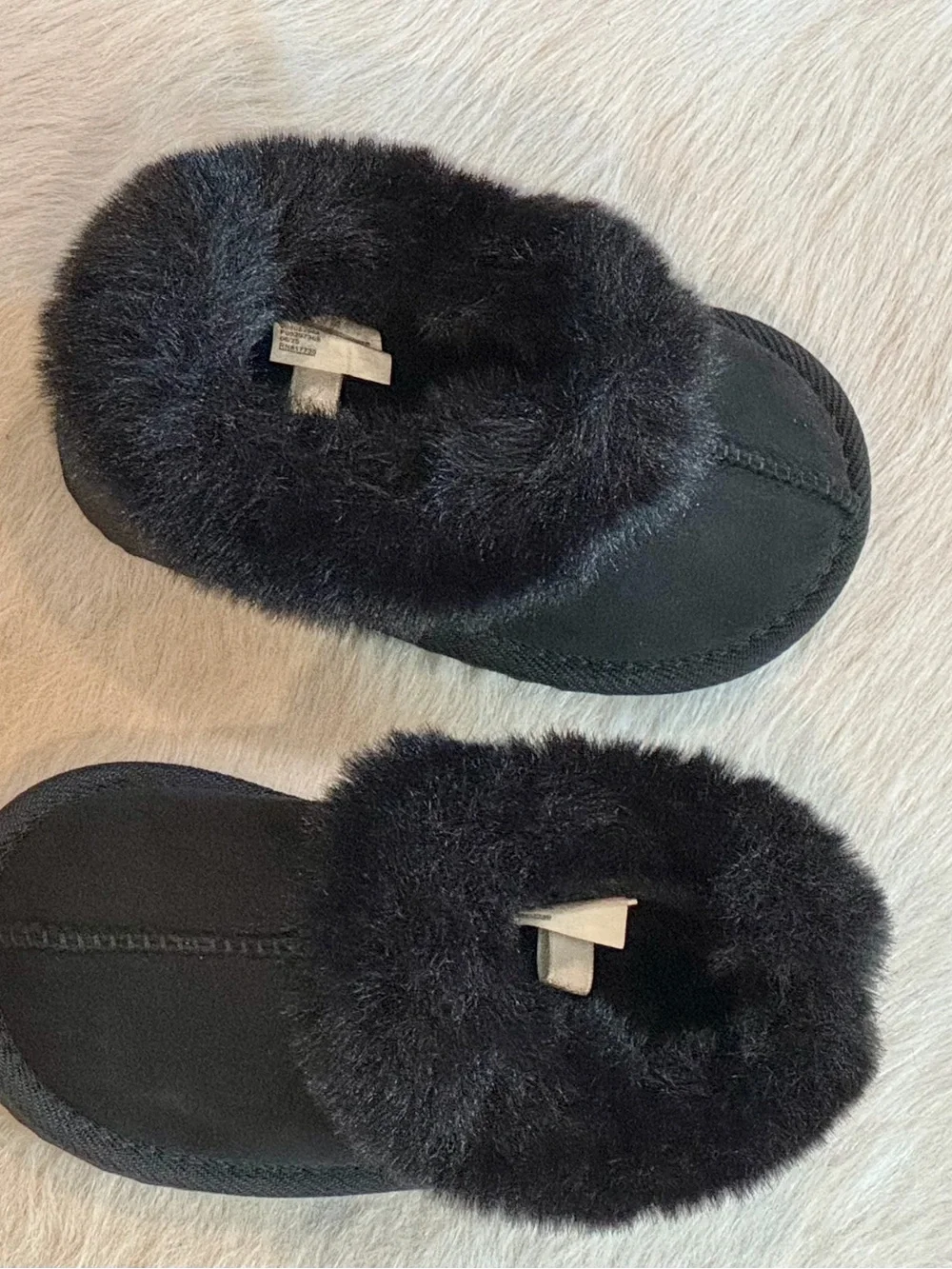 Toddler Piper Faux Fur Cuff Scuff Slippers - Cat & Jack™ Jet Black 7